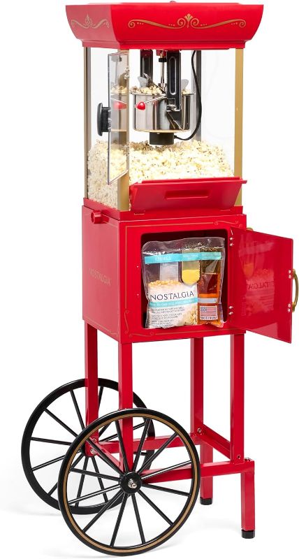 Photo 1 of ** door latch is broken**
Nostalgia Popcorn Maker Machine - Professional Cart With 2.5 Oz Kettle Makes Up to 10 Cups - Vintage Popcorn Machine Movie Theater Style - Red
