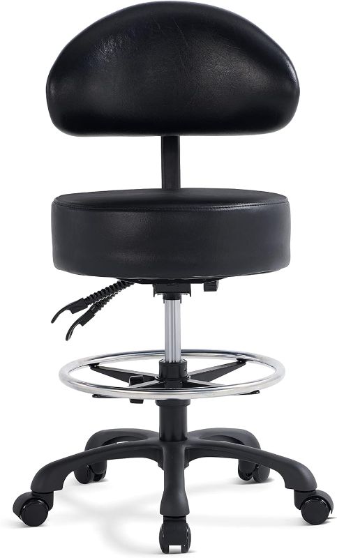 Photo 1 of ** missing tools**
Lilfurni Swivel Rolling Stool Round Chair,Thick Sturdy Padding,Adjustable Stool with Wheels for Doctor,Medical,Massage Salon,Office,Shop(Black) (with Back, Black)