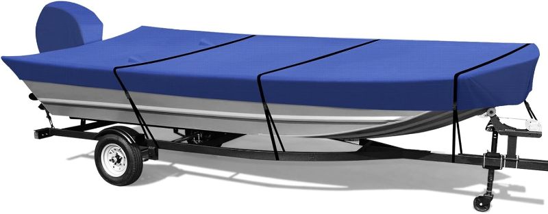 Photo 1 of ** same brand, may fit**
RVMasking Heavy Duty Waterproof 600D Jon Boat Cover Marine Grade UV Resistant with Motor Cover, Fits 14ft Long and Beam Width up to 70 inches, Blue
