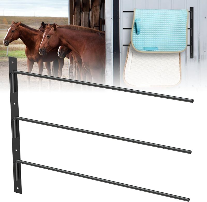 Photo 1 of 2 Packs Black Saddle pad rack wall mount with 6 Swinging Bars.Heavy Duty Construction for holding wet blanket.Swivel Towel Holder/Rack Wall Mounted Horse Blanket Rack for Saddle Kitchen Door Outdoor