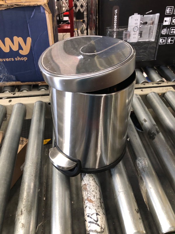 Photo 3 of ** still lifts, dented**
4.5-Liter Fingerprint-Proof Brushed Stainless Steel Round Step-On Trash Can