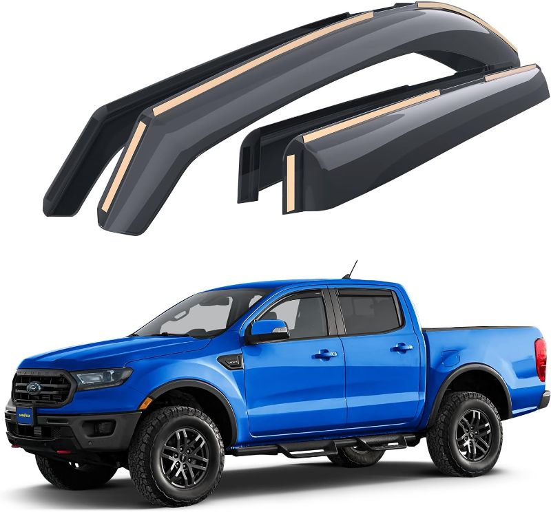 Photo 1 of Goodyear Shatterproof in-Channel Window Deflectors for Ford Ranger 2019-2023 SuperCrew, Rain Guards, Window Visors for Cars, Vent Deflector, Car Accessories, 4 pcs - GY003449LP
 
