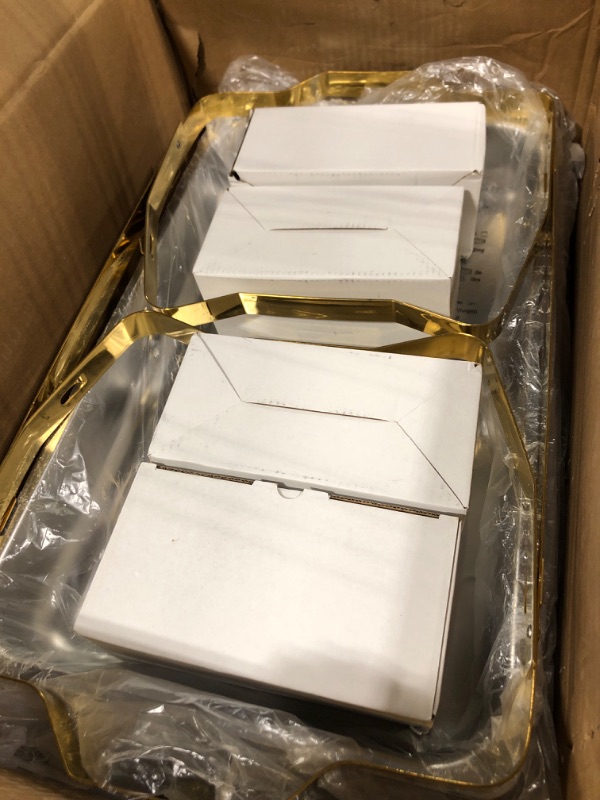 Photo 1 of Chafing Dishes for Buffet 4 pack, 8QT [Elegant Gold and Silver Colors] Stainless Steel Chafing Dish Buffet Set [Sturdy and High Grade] Chafers and Buffet Warmers Sets for Any Party with Complete Set