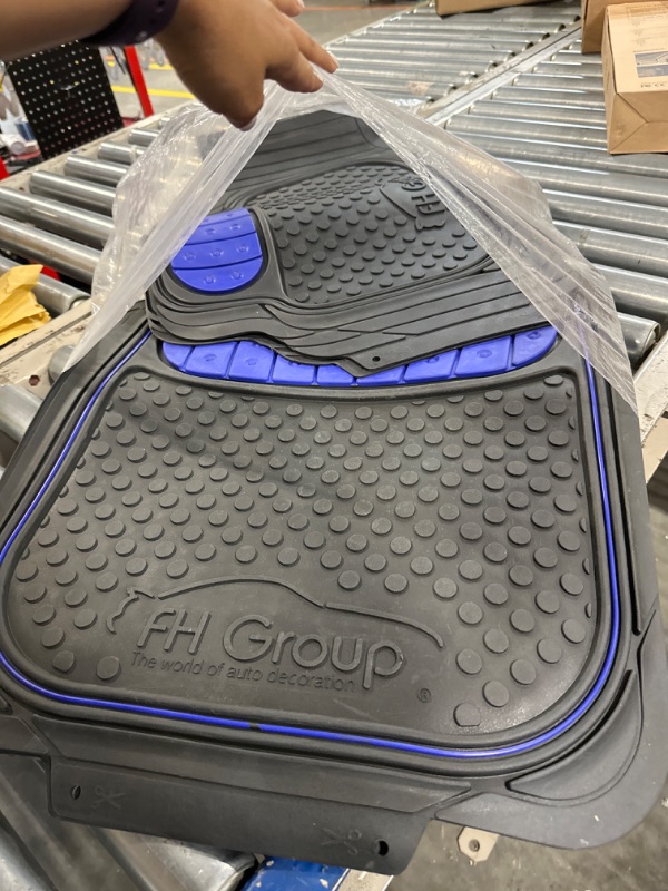 Photo 2 of Automotive Floor Mats Blue Climaproof for All Weather Protection Universal Fit Heavy Duty Rubber fits Most Cars, SUVs, and Trucks (Full Set Trim to Fit) FH Group F11500BLUE