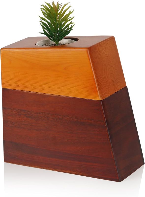 Photo 1 of Decorative Urns Earns for Ashes Handmade Solid Wooden Urn for Ashes for Men Memorial Magnetic Funeral Cremation Urn Human Ashes Adult Female with Ceramic Pot and Cotton Bag