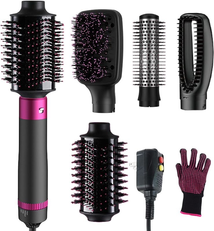 Photo 1 of Blow Dryer Brush 4 in 1 Hair Dryer Brush Negative Ionic Hot Air Brush & Volumizer Detachable Hair Dryer Styler Hair Dryer for Straightening Curling Styling
