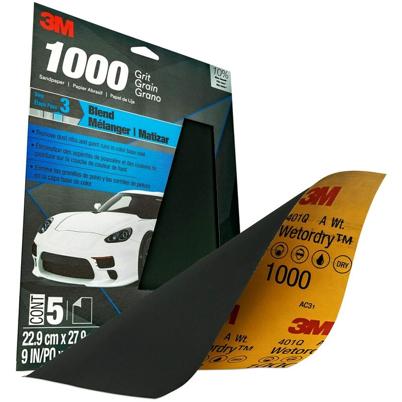 Photo 1 of 3M Wetordry Sandpaper, 32021, 1000 grit, 9 in x 11 in, 5 Sheets Per Pack
