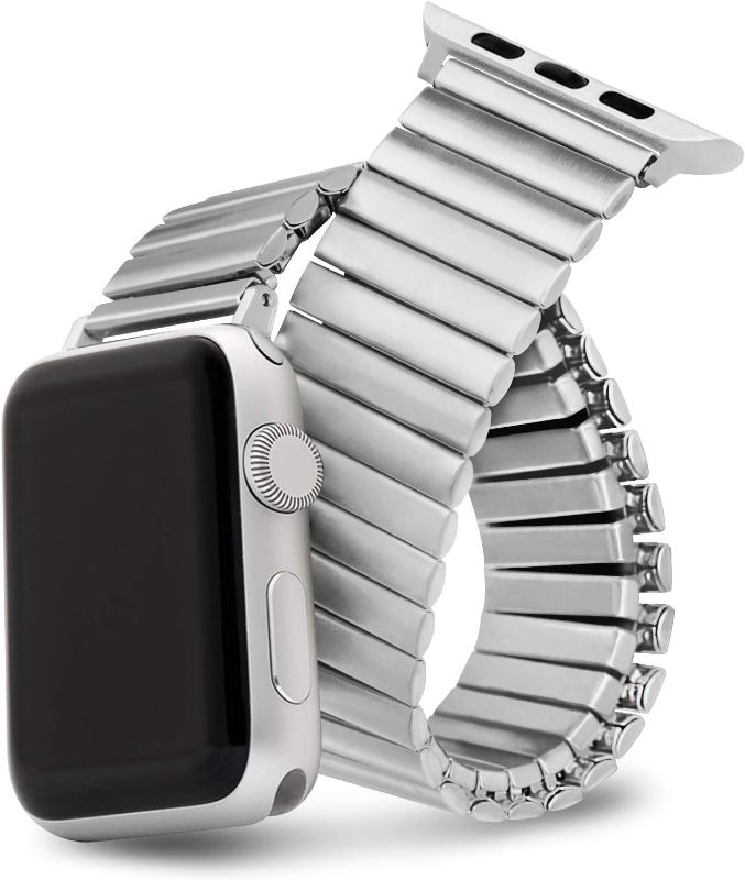 Photo 1 of Compatible with Apple Watch Band 42mm/44mm/38mm/40mm, Stretchables Stainless Steel Stretch Watch Band, Metal Expansion Apple Watch band Compatible with iWatch Series 6/5/4/3/2/1/SE