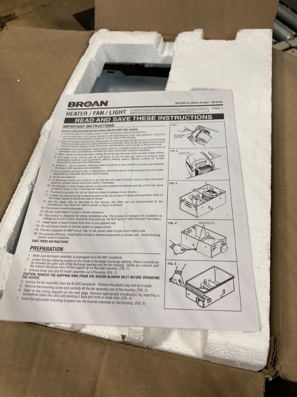 Photo 6 of ** new, open package**
Broan-NuTone BHFLED80 PowerHeat Bathroom Exhaust Fan, Heater, and LED Light Combination, 80 CFM LED 80 CFM Fan and Heater