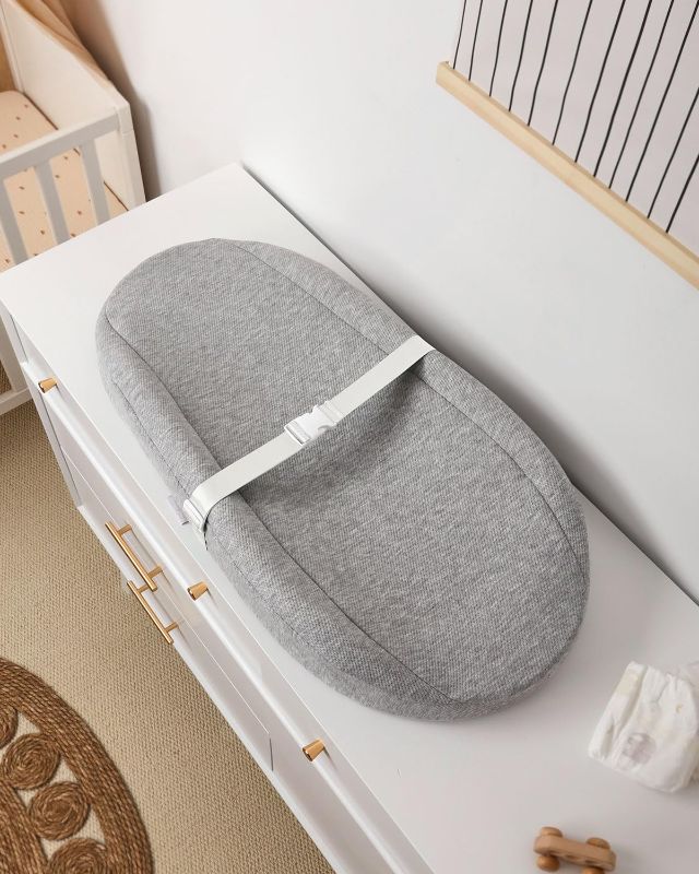 Photo 1 of Blissful Diary Baby Changing Pad with Waterproof Lining Foam, Includes a Soft & Washable Cover, Contoured Changing Table Pads for Dresser Top with Non-Slip Bottom, 32”×16”, Gray