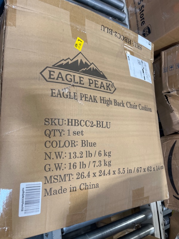 Photo 2 of FACTORY SEALED ***EAGLE PEAK HIGH BACK CHAIR CUSHION BLUE SBCC2-BLU 2PCS