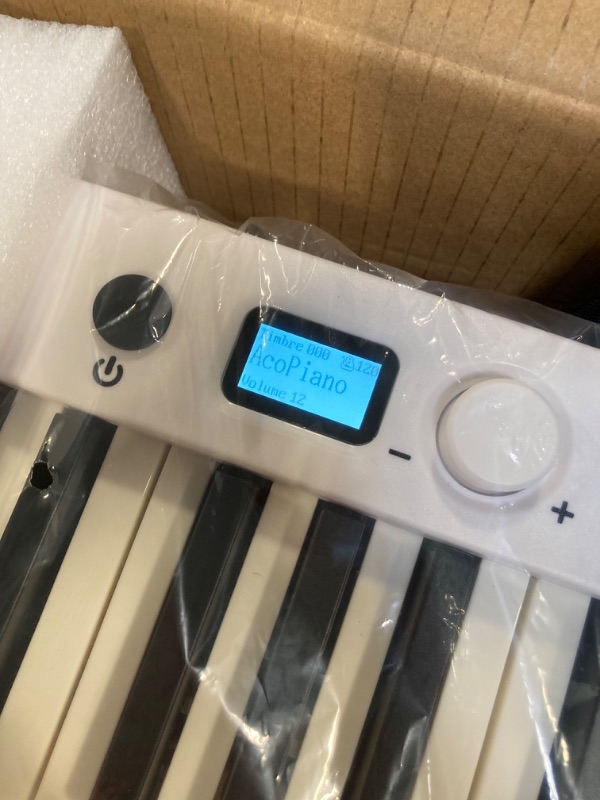 Photo 4 of FVEREY 88 Key Folding Piano Keyboard, Full Size Semi Weighted Keyboard, Travel Piano Portable Musical Keyboard, Support MIDI Bluetooth Electric Piano for Beginners Adults, White 88 Keys white
***New, factory packaging still intact.*** 