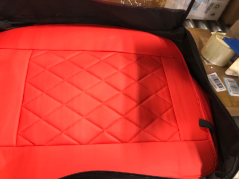 Photo 3 of Coverado Car Seat Covers Full Set, 5 Seat Universal Seat Covers for Cars, Luxury Faux Leather Waterproof Seat Covers, Front and Back Car Seat Protector, Auto Seat Covers Fit for Most Vehicles, Red Red FullSet