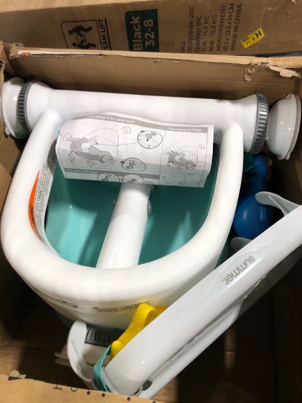 Photo 1 of abyBond Baby Bath Seat with Sitting & Lying 2 Modes, 3-Speed Adjustment, 3 Pcs Bath Toys, Infant Bathtub Chair with Powerful Suction Cups (Blue)