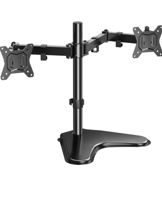 Photo 1 of HUANUO 13-32 inch Dual Monitor Stand for Desk, Free Standing Monitor Stands for 2 Screens up to 17.6lbs per Arm, Fully Adjustable Dual Monitor Mount with Tilt, Swivel, Rotation, Max VESA 100x100mm