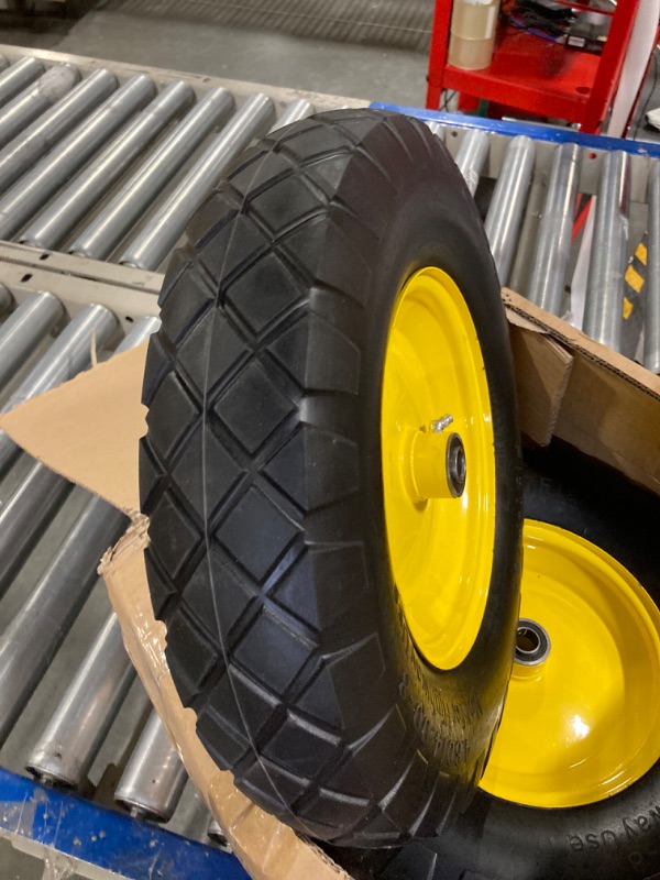 Photo 4 of 16 Inch 2 PCS Rubber Pneumatic Replacement Tires and Wheels 4.80/4.00-8" with 5/8'' Axle Bore Hole, Inflated Air Wheel for Wheelbarrow/Wagon/Hand Truck/Trolley/Garden Cart/Trailers/Dolly etc.
