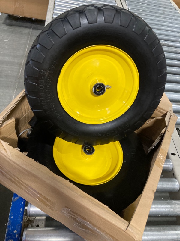 Photo 3 of 16 Inch 2 PCS Rubber Pneumatic Replacement Tires and Wheels 4.80/4.00-8" with 5/8'' Axle Bore Hole, Inflated Air Wheel for Wheelbarrow/Wagon/Hand Truck/Trolley/Garden Cart/Trailers/Dolly etc.
