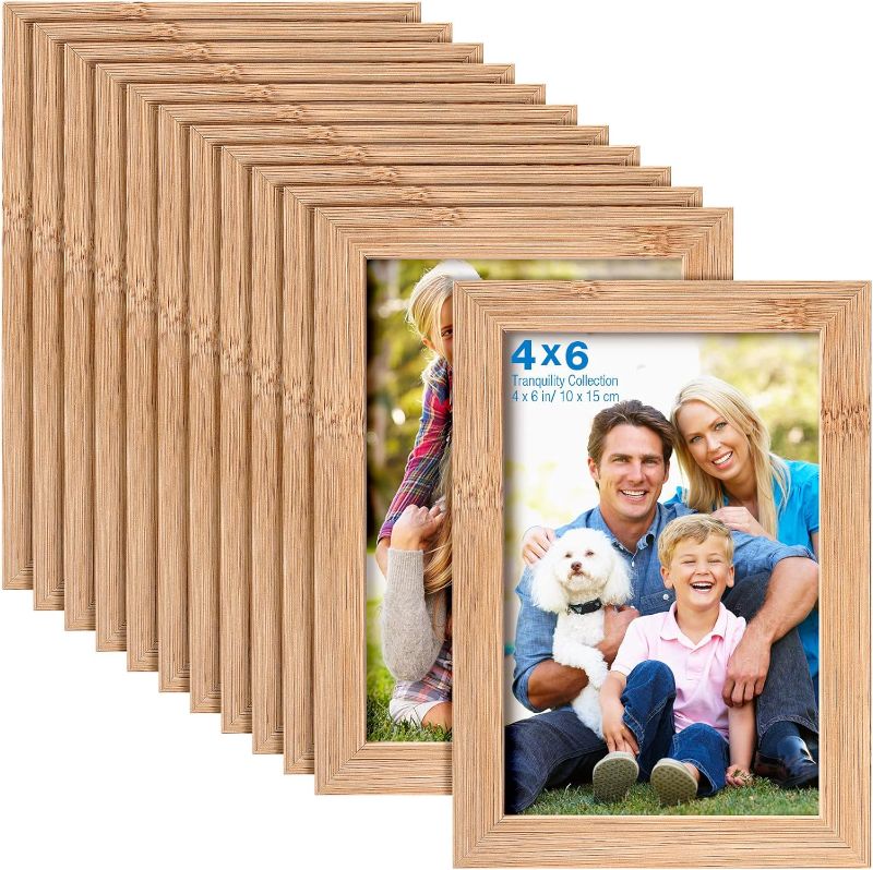 Photo 1 of 12 Pieces 4 x 6 Inches Wooden Picture Frame Photo Frame with Mat and Real Glass Natural Wood Frames Wall and Tabletop Picture Frames for Home Office Restaurant https://a.co/d/f2Xyrpy