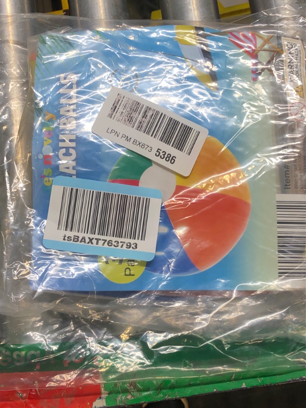 Photo 2 of 4E's Novelty Beach Balls 3 Pack 20" Inflatable for Kids - Toys & Toddlers, Pool Games, Toy Classic Rainbow Color


