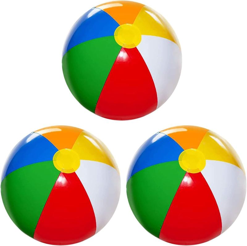 Photo 1 of 4E's Novelty Beach Balls 3 Pack 20" Inflatable for Kids - Toys & Toddlers, Pool Games, Toy Classic Rainbow Color


