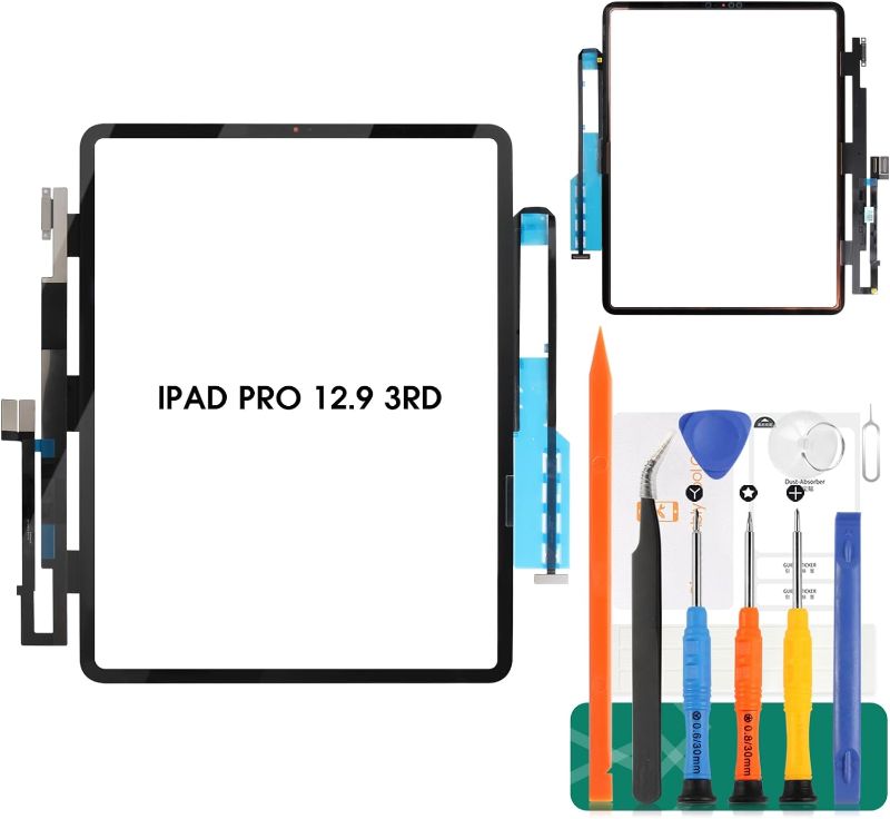 Photo 1 of for iPad Pro 12.9 3rd Touch Screen Replacement for iPad Pro 12.9 2018 Digitizer Sensor A2014 Touch Digitizer Panel Glass Compatible with A1895 A1876 Repair Parts Kits(No LCD)