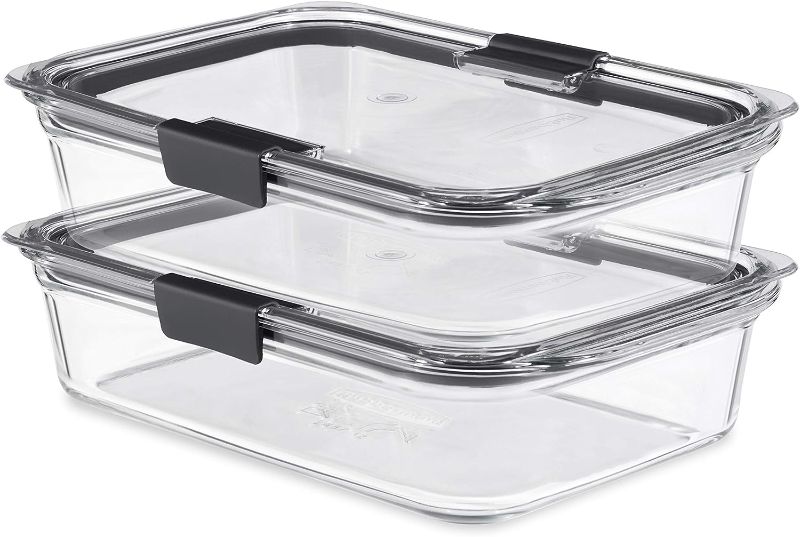 Photo 1 of ***fine crac kline**Rubbermaid 2118315 Brilliance Glass Storage 8-Cup Food Containers with Lids, 2-Pack (4 Pieces Total), BPA Free and Leak Proof, Large, Clear