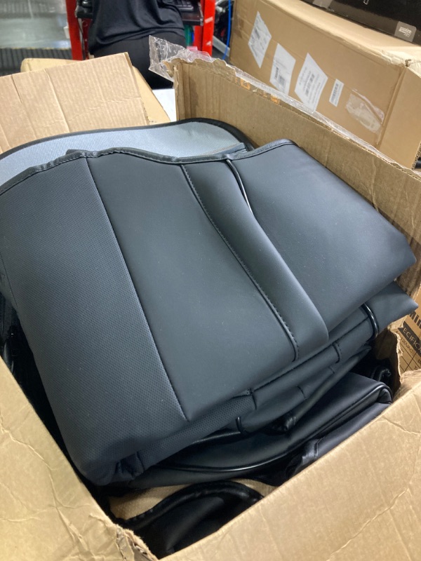 Photo 2 of *****Missing parts****
**unknown car fitment**Huidasource Car Seat Covers, Waterproof Leather Vehicle Cushion Covers, Universal Fit for Most Car Sedan SUV Pickup Truck, Fit Jeep Acura Honda Civic Nissan Mazda Dodge Buick (Full Set/Black) Full Set/Black 5p