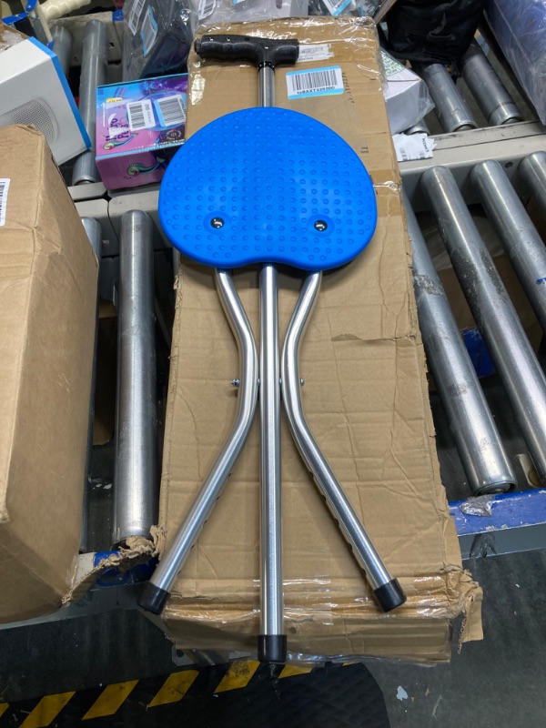 Photo 3 of ***USED**MISSING PARTS*** BOX IS DAMAGED*** Yayayo Hold 440 lbs Folding Canes with Seat Walking Stick Height Adjustment Cane Seat Capacity Frosted Handle with Magnetic Therapy Stone Massage Crutches Stool Blue