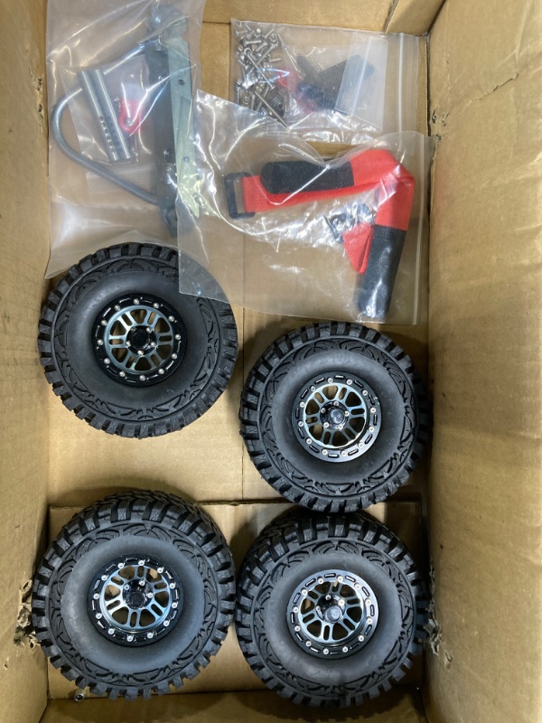 Photo 1 of RC Car Frame, Metal Carbon Fiber RC Car Frame Kit 313mm RC Crawler Tires Wheelbase Set for AXIAL SCX10