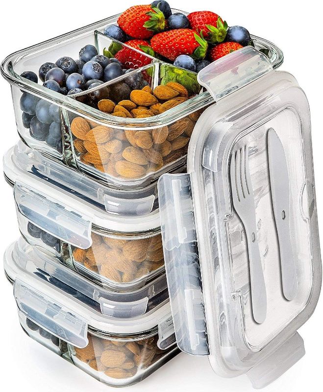 Photo 1 of 3 Pack 34 Oz Glass Meal Prep Containers - Dishwasher Microwave Freezer Oven Safe - Glass Storage Containers with Lids
***Stock photo shows a similar item*** 