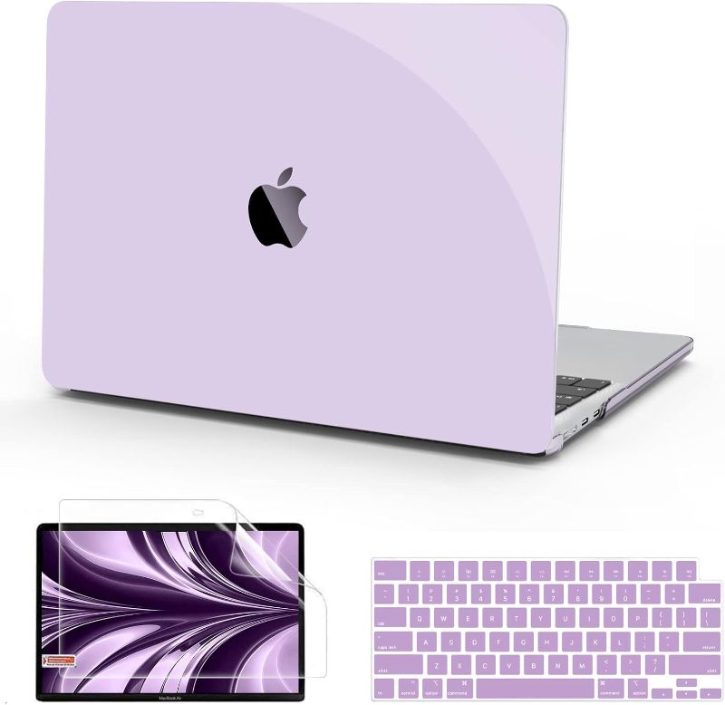 Photo 1 of B BELK Compatible with MacBook Air 13.6 inch Case 2024 2023 2022 Release M3 A3113 M2 A2681 with Liquid Retina Display, Plastic Laptop Hard Shell Case & Keyboard Cover & Screen Protector, Purple
