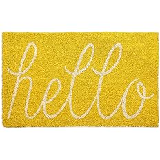Photo 1 of DII Hello Coir Fiber Doormat Non-Slip Durable Outdoor/Indoor, Pet Friendly, 17.5x29.5, Yellow
