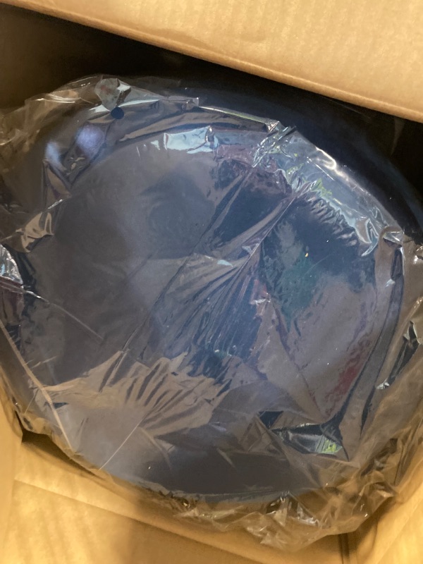 Photo 1 of SOFT Round Velvet Storage Ottoman Footstool 3D Wrinkle Stitching, Silver Brushed Stainless Ring, Footstool is Suitable for Bedroom, Make-up Chair and Living Room (Blue, Large) Blue Large