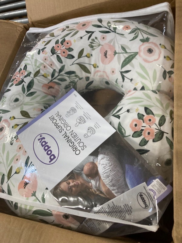 Photo 2 of Boppy Nursing Pillow and Positioner—Original | Pink Garden Flowers | Breastfeeding, Bottle Feeding, Baby Support | with Removable Cotton Blend Cover | Awake-Time Support , 20x16x5.5 Inch (Pack of 1)