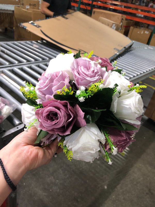 Photo 1 of 15 Heads Purple Flower Balls, Purple Flower Centerpieces for Tables, Wedding Flower Balls for Centerpieces, Parties, Home Living, Holiday Decor, White+ Light Purple White+light Purple 6Pcs