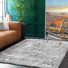 Photo 1 of Goolela 5x8 Area Rug Faux Fur Rug Fluffy Washable Grey Rug Sheepskin Large Throw Rug for Living Room Bedroom Shag Rug Soft Floor Rug Home Decor, Rectangle
