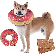 Photo 1 of Dog Donut Collar | Great Alternative to a Traditional Dog Cone or a Soft Dog Cone Collar | Our Inflatable Dog Cone is an Excellent Cone for Dogs After Surgery | Dog Cones for Medium Dogs (Pink)
