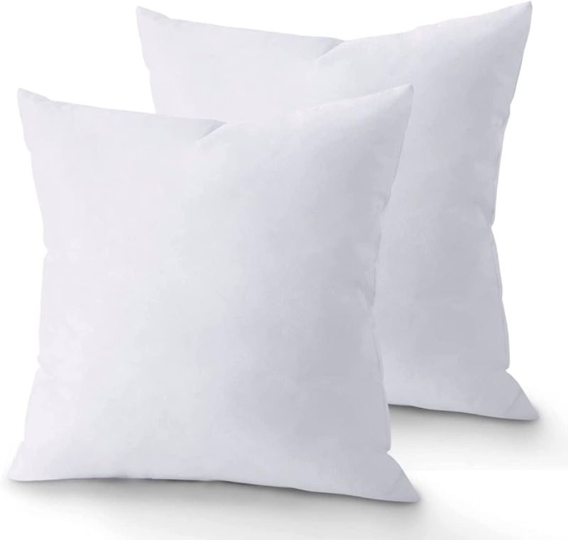 Photo 1 of 18 x 18 Throw Pillow Insert - Pack of 2 White, Down Alternative Pillow Inserts for Decorative Pillow Covers, Throw Pillows for Bed, Couch Pillows for Living Room (Pack of 2
