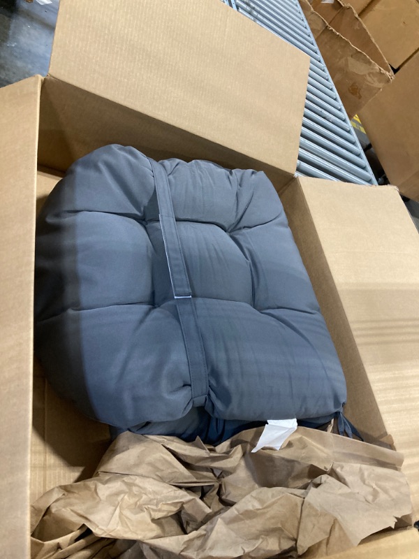 Photo 1 of FILUXE Chair Pads, Seat/Back Patio Cushions - Waterproof Solid Tufted Pillow, Indoor/Outdoor Pads with Ties, Fade-Resistant & Seasonal All Weather Replacement (Deep Gray, 1)
