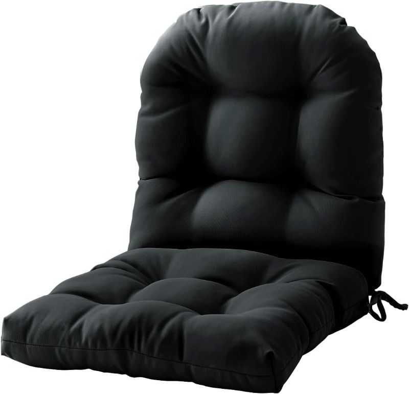 Photo 1 of FILUXE Chair Pads, Seat/Back Patio Cushions - Waterproof Solid Tufted Pillow, Indoor/Outdoor Pads with Ties, Fade-Resistant & Seasonal All Weather Replacement (Deep Gray, 1)
