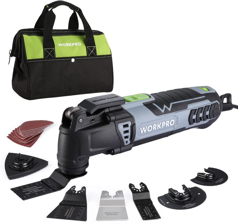 Photo 1 of WORKPRO Oscillating Multi-Tool Kit, 3.0 Amp Corded Quick-Lock Replaceable Oscillating Saw with 7 Variable Speed, 3° Oscillation Angle, 17pcs Saw Accessories, and Carrying Bag