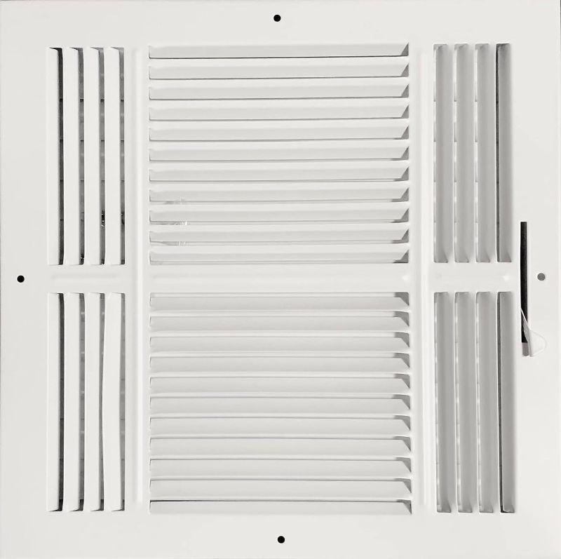 Photo 1 of 12"x 12" (Duct Opening Size) 4-Way Stamped Face Steel Ceiling/sidewall Air Supply Register - Vent Cover - Actual Outside Dimension 13.75" X 13.75"