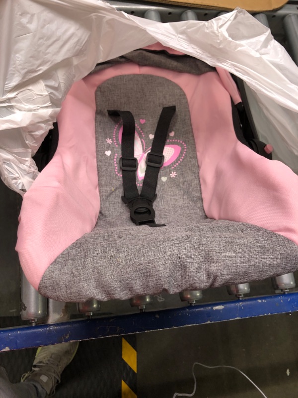 Photo 1 of Bayer Design 67933AA Toy, Car Seat Easy Go for Neo Vario Pram with Cover, Doll Accessories, Pink, Grey with Butterfly