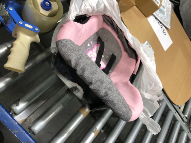 Photo 3 of Bayer Design 67933AA Toy, Car Seat Easy Go for Neo Vario Pram with Cover, Doll Accessories, Pink, Grey with Butterfly