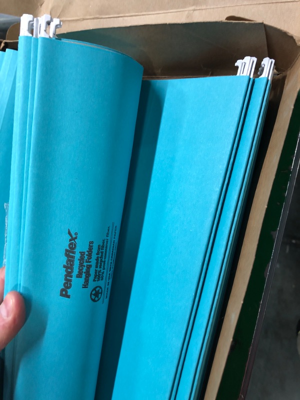 Photo 4 of Pendaflex Recycled Hanging File Folders, Letter Size, Aqua, 25/Box (PFX 81616)