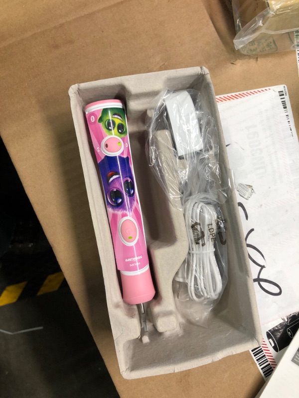 Photo 3 of **LIKE NEW/MISSING PARTS**Philips Sonicare for Kids 3+ Bluetooth Connected Rechargeable Electric Power Toothbrush, Interactive for Better Brushing, Pink, HX6351/41