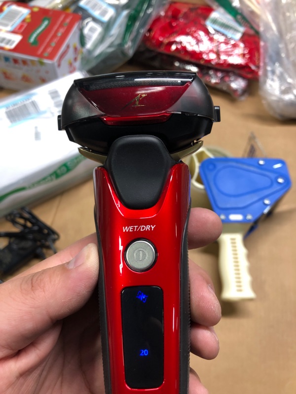 Photo 3 of **LIKE NEW**Panasonic ARC5 Electric Razor for Men with Pop-up Trimmer, Wet Dry 5-Blade Electric Shaver with Intelligent Shave Sensor and 16D Flexible Pivoting Head - ES-ALV6HR (Red) ALV6 Electric Shaver