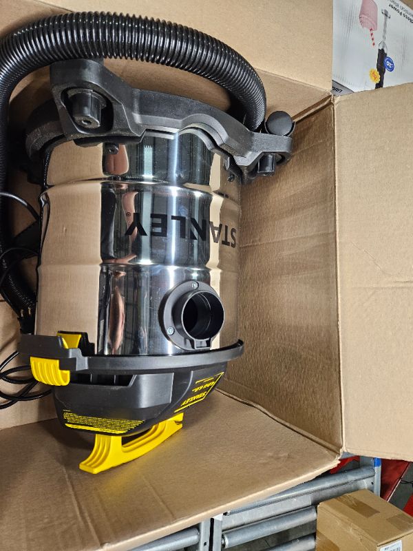 Photo 2 of **LIKE NEW**Stanley SL18116 Wet/Dry Vacuum, 6 Gallon, 4 Horsepower, Stainless Steel Tank, 4.0 HP, Silver+yellow
