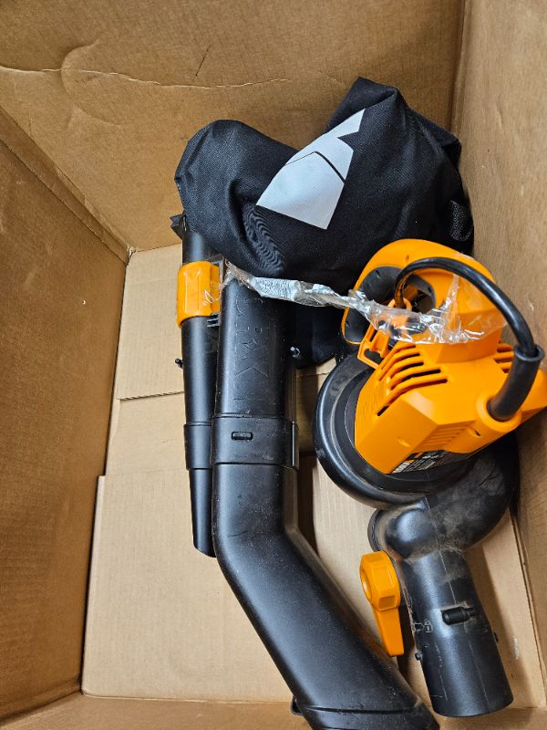 Photo 2 of **GOOD USED**WORX WG509 12 Amp TRIVAC 3-in-1 Electric Leaf Blower with All Metal Mulching System & WA0030 Landscaping 26-Gallon Collapsible Yard Waste Bag/Leaf Bin w/ Debris Collection Bag Blower + Waste Bag