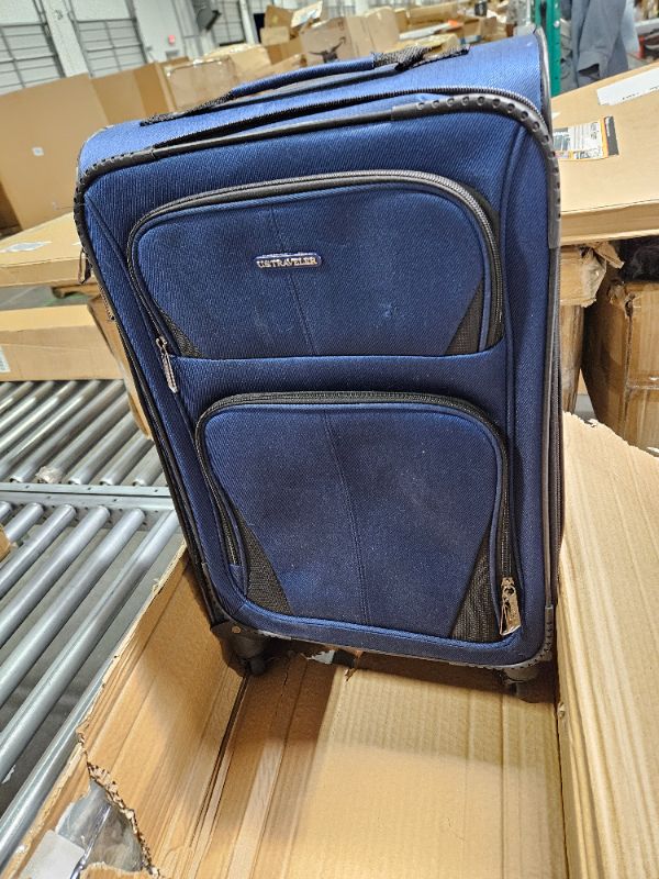 Photo 2 of **LIKE NEW**U.S. Traveler Aviron Bay Expandable Softside Luggage with Spinner Wheels, Navy, Carry-on 23-Inch
